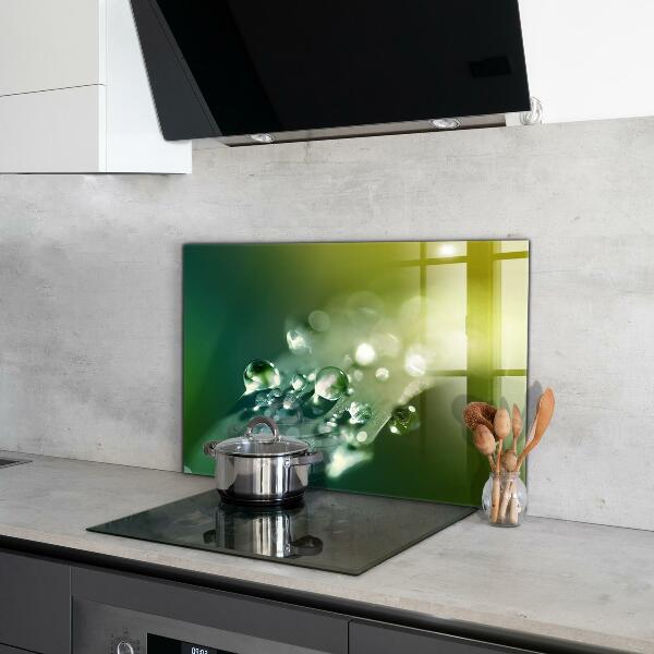 Küchenrückwand Spritzschutz Tau auf grünen Blättern