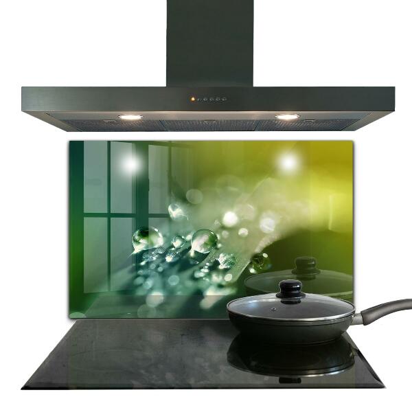 Küchenrückwand Spritzschutz Tau auf grünen Blättern