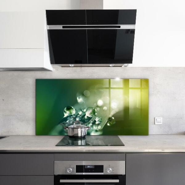 Küchenrückwand Spritzschutz Tau auf grünen Blättern