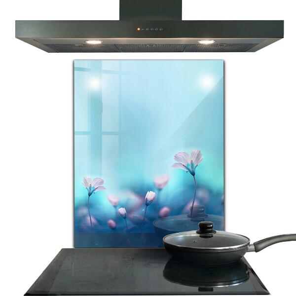 Küchenrückwand Fliesenspiegel Blumen hinter dem Morgennebel