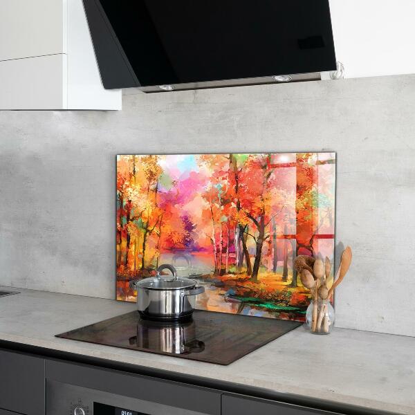 Küchenrückwand Spritzschutz Herbstbäume im Park