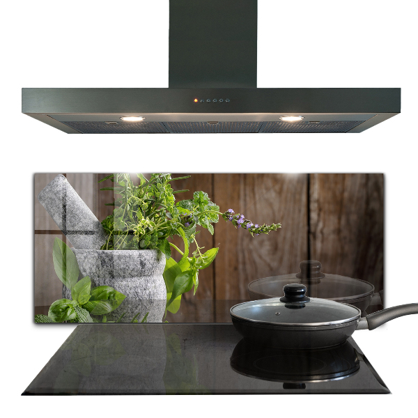 Küchenrückwand Spritzschutz Steinmörsergewürze