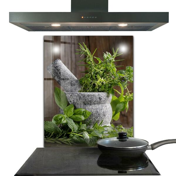 Küchenrückwand Spritzschutz Steinmörsergewürze