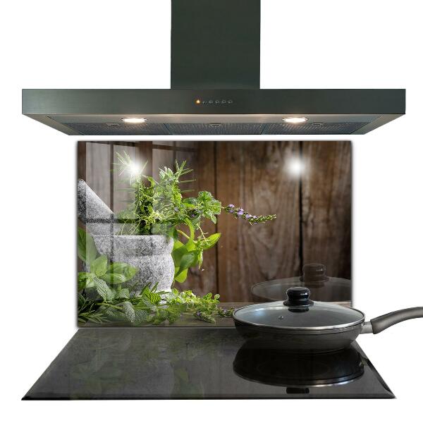 Küchenrückwand Spritzschutz Steinmörsergewürze