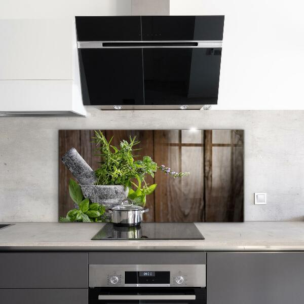 Küchenrückwand Spritzschutz Steinmörsergewürze