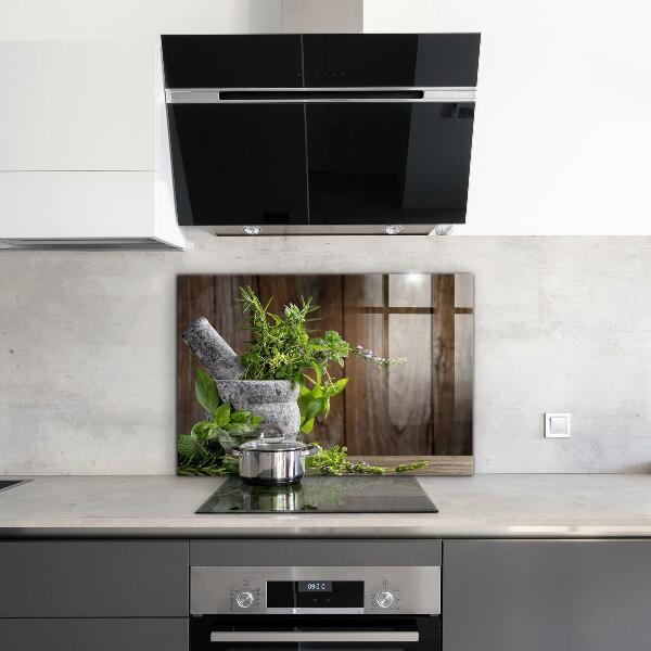 Küchenrückwand Spritzschutz Steinmörsergewürze