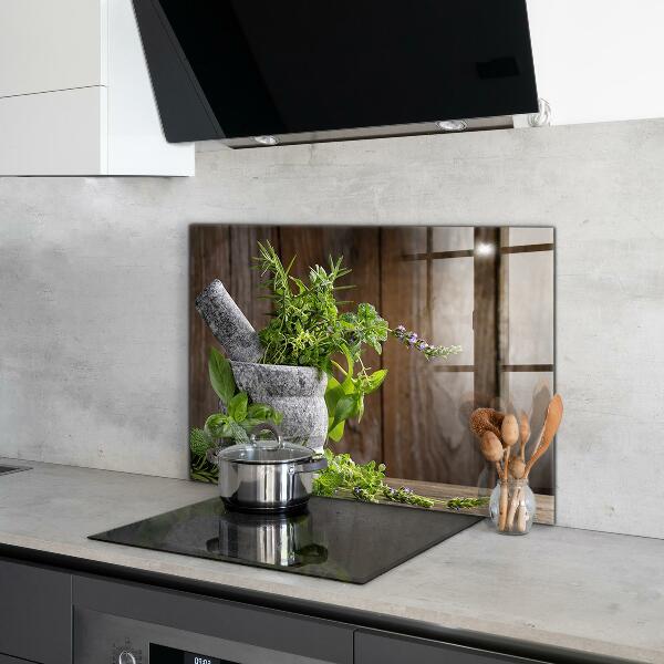 Küchenrückwand Spritzschutz Steinmörsergewürze