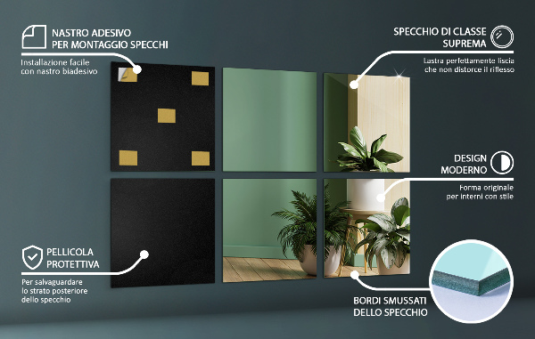 Selbstklebende spiegelfliesen 6 Stk. 20X20 cm