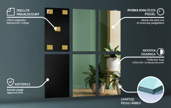 Spiegelkacheln 6 Stk. 30X20 cm