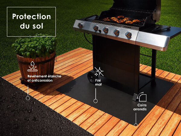 Viertelkreisförmige Grillunterlage Terrasse 100x100 cm