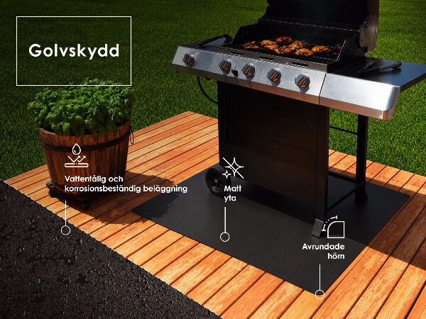 Halbovale Bodenschutzmatte für Grill 80x90 cm