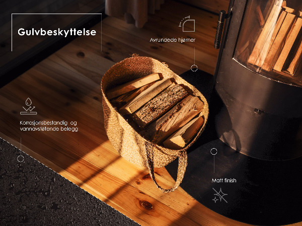 Funkenschutzplatte Kaminöfen aus Schwarzblech in Viertelkreisform 100x100 cm