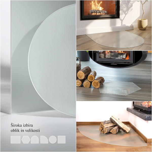 Viertelkreis transluzente Kamin Glasplatte 100x100 cm