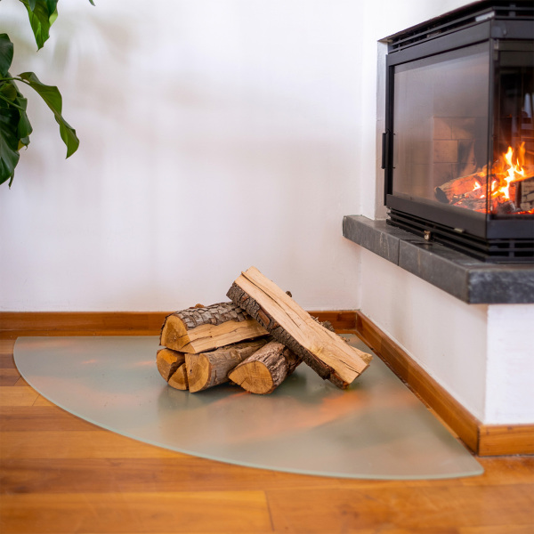 Viertelkreis transluzente Kamin Glasplatte 100x100 cm