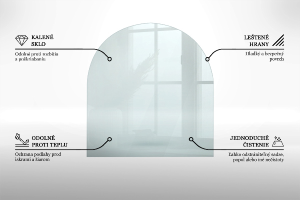 Glasbodenplatte für Kaminöfen halbovale 100x100 cm
