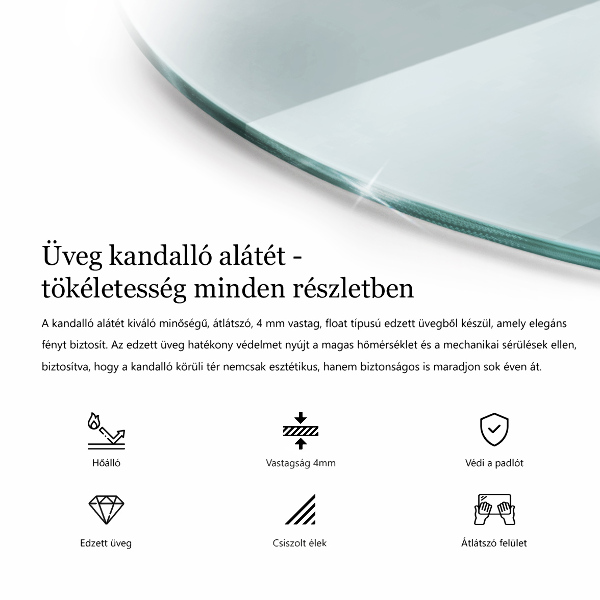 Bodenplatte Glas für Ofen rund fi60 cm