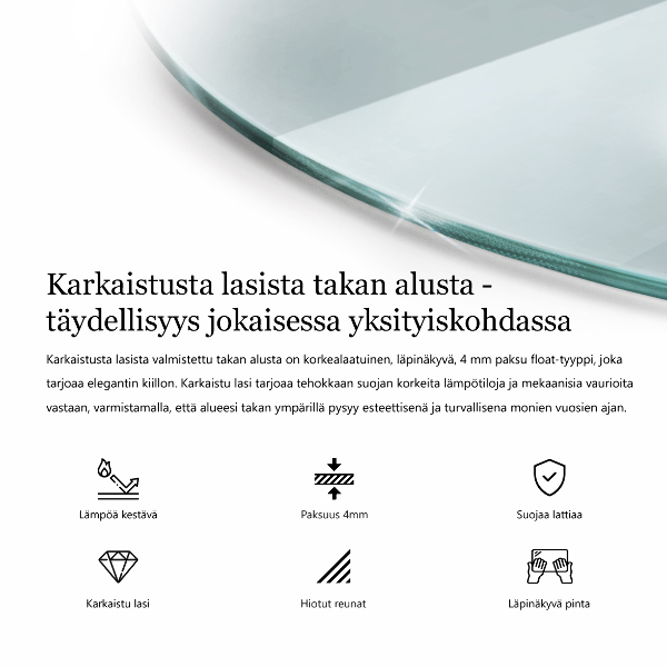 Kamin Glasplatte rechteckig fi80 cm