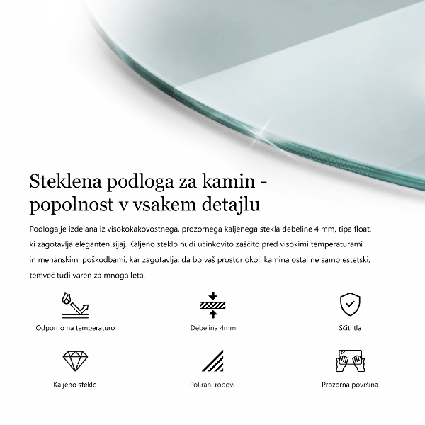 Glasplatte für Kaminöfen rechteckig fi90 cm