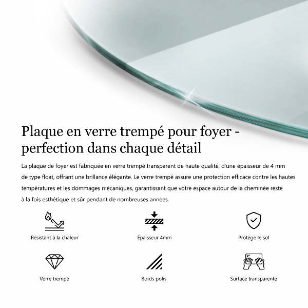 Glasplatte für Kaminöfen rechteckig fi90 cm