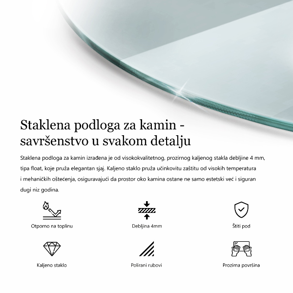 Glasplatte für Kaminöfen rechteckig fi90 cm