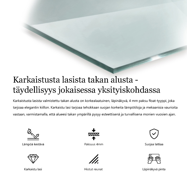 Kamin Glasplatte rechteckig 100x50 cm