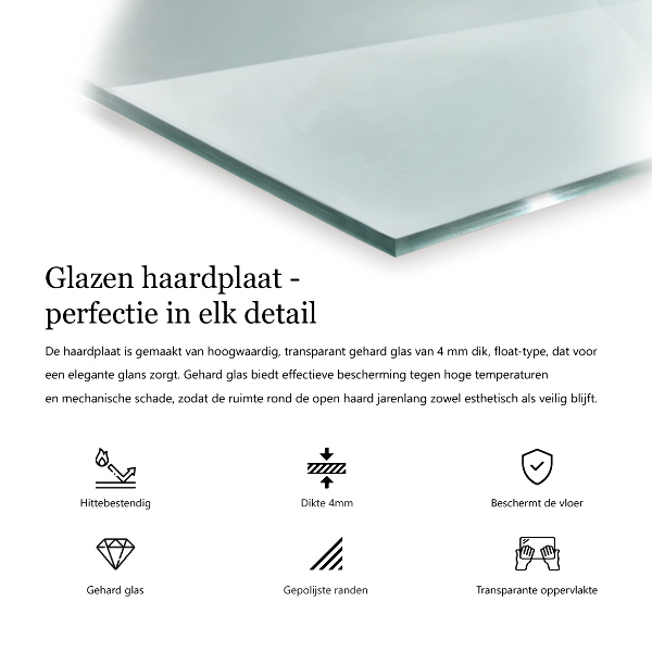 Kamin Glasplatte rechteckig 120x80 cm