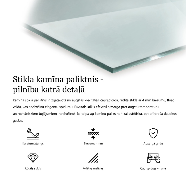 Kamin Glasplatte rechteckig 120x80 cm