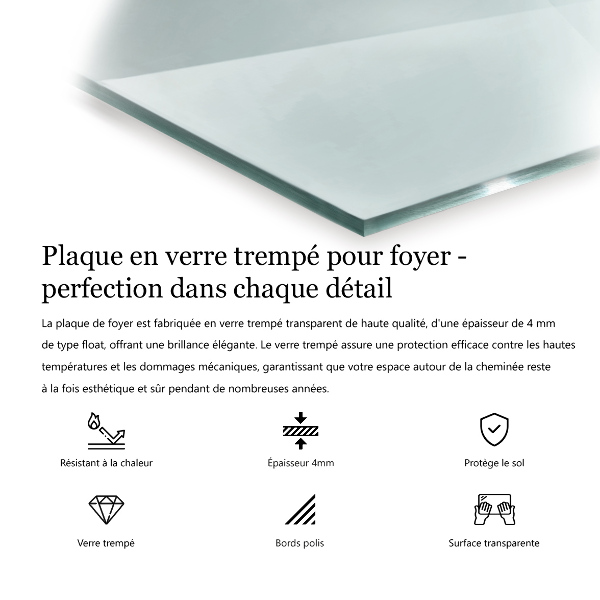 Glasplatte für Kaminöfen rechteckig 140x70 cm