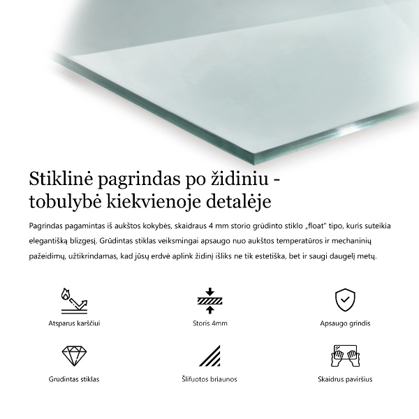 Funkenschutzplatte Glas rechteckig 80x60 cm