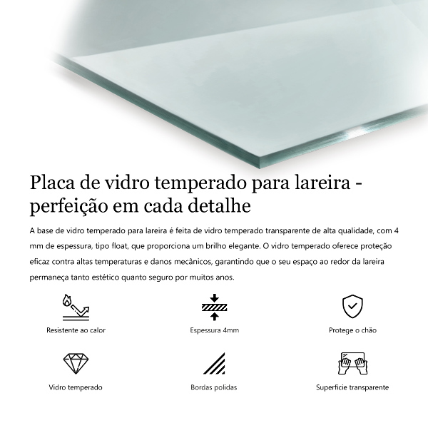 Funkenschutzplatte Glas rechteckig 80x60 cm