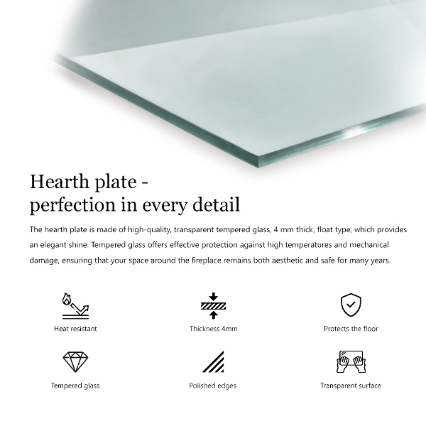 Funkenschutzplatte Glas rechteckig 80x60 cm