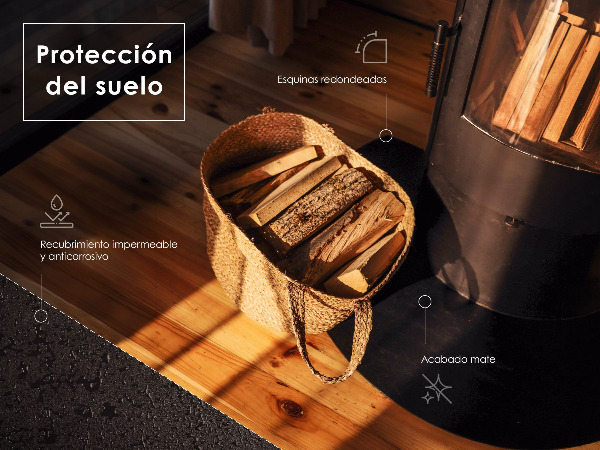 Funkenschutzplatte Kaminöfen aus Schwarzblech in rechteckiger Form 100x70 cm