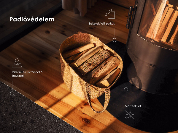 Vorlegeplatte für Kaminöfen aus Schwarzblech in rechteckiger Form 100x80 cm