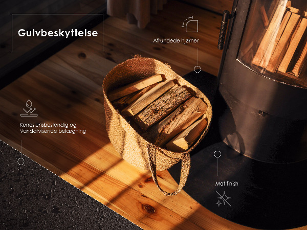 Vorlegeplatte für Kaminöfen aus Schwarzblech in rechteckiger Form 100x80 cm