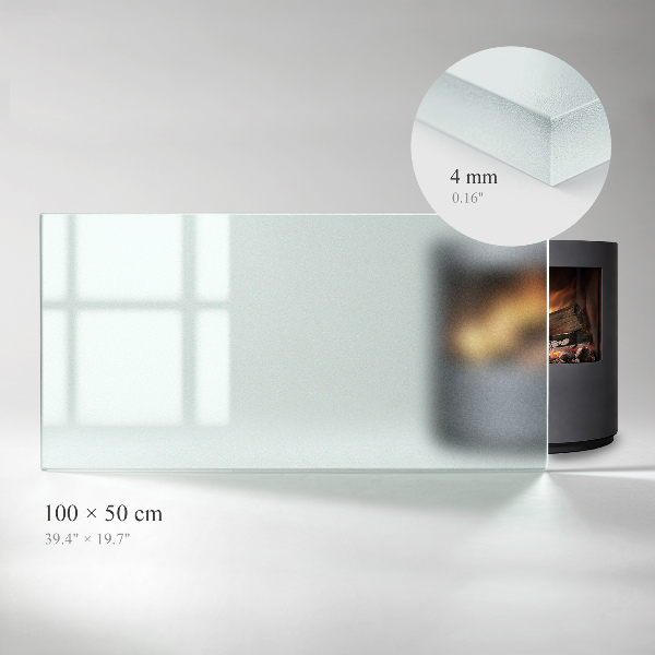 Rechteckige transluzente Glasplatte für Kamin 100x50 cm