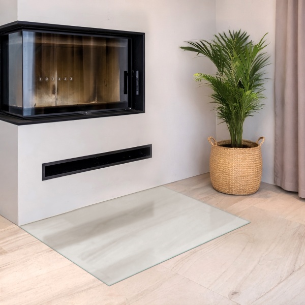 Rechteckige transluzente Glasplatte für Kamin 100x70 cm