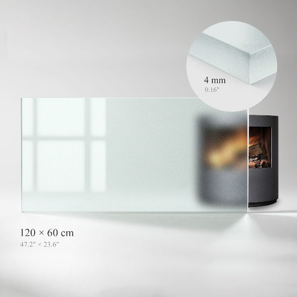 Rechteckige transluzente Glasplatte für Kamin 120x60 cm
