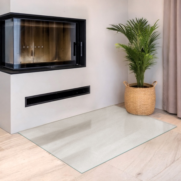 Rechteckige transluzente Glasplatte für Kamin 120x80 cm