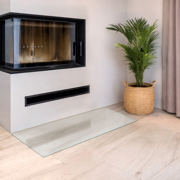 Rechteckige transluzente Glasplatte für Kamin 125x50 cm