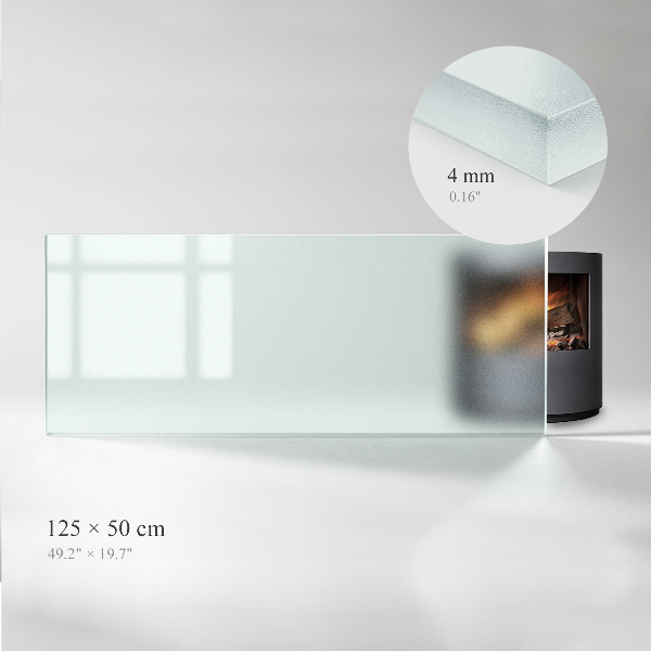 Rechteckige transluzente Glasplatte für Kamin 125x50 cm