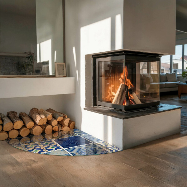 Glasplatte unter Kaminöfen Keramikfliesenmuster