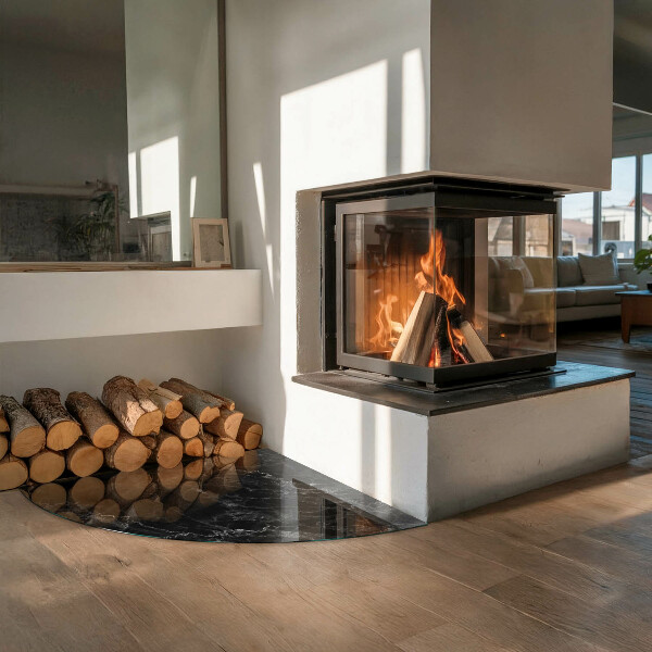 Bodenplatte Glas für Ofen Elegantes Marmormuster