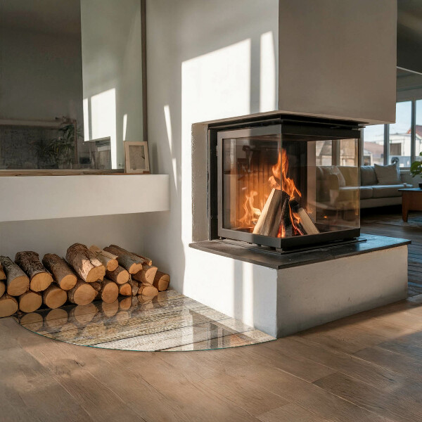 Bodenplatte Glas für Ofen Textur von Holzbrettern