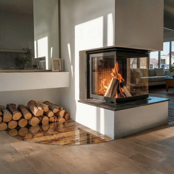 Bodenplatte Glas für Ofen Holzbrett mit Maserung