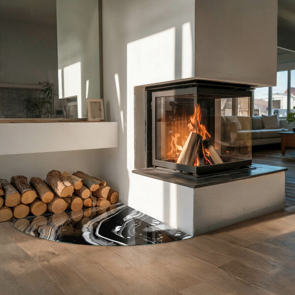 Bodenplatte Glas für Ofen Abstrakte Wellen und Linien