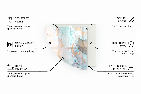 Bodenplatte Glas für Ofen Steinmuster mit Partikeln