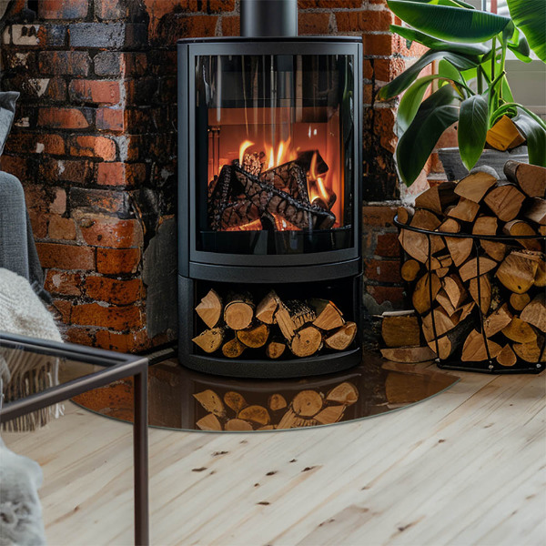 Bodenplatte Glas für Ofen Farbe Braun