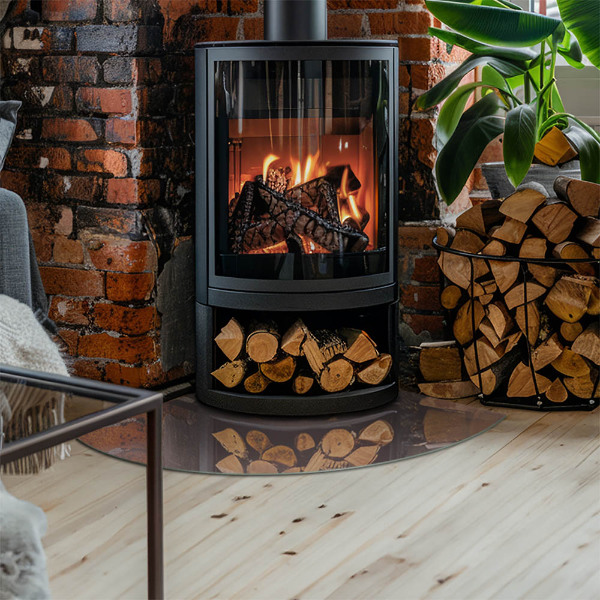 Bodenplatte Glas für Ofen Farbe Beige