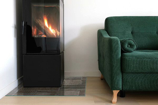 Quadratische Glasplatte für Kamin Lochblechmuster