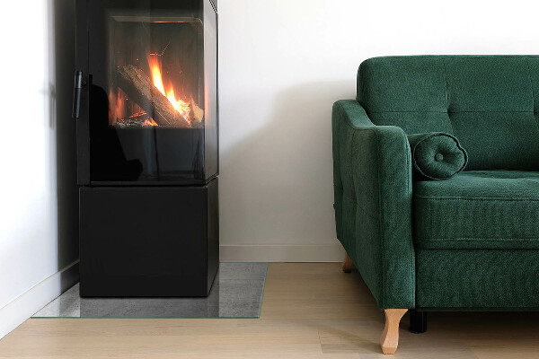 Quadratische Funkenschutzplatte aus Glas Rohbetonstruktur